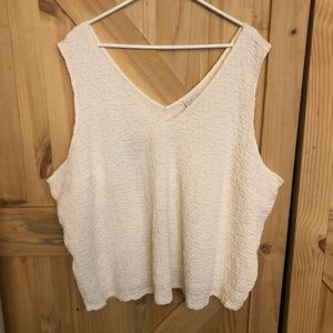 Women's Cream Textured V-Neck Tank Top Size 4X
